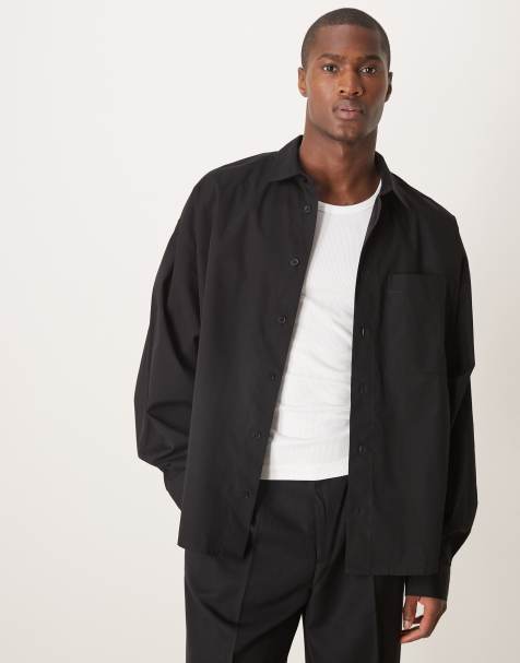 ASOS DESIGN - Camicia oversize nera ad ali di pipistrello - view 1