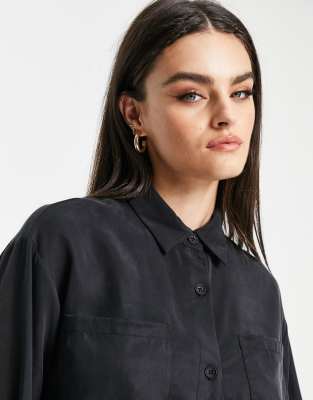 Camicia oversize nera in coordinato-Nero - ASOS DESIGN Camicia donna  - immagine1