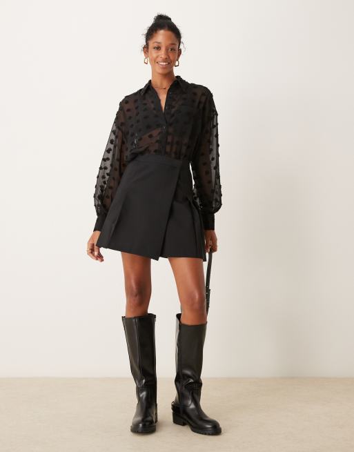 ASOS DESIGN - Camicia oversize nera plumetis, 4 di 4