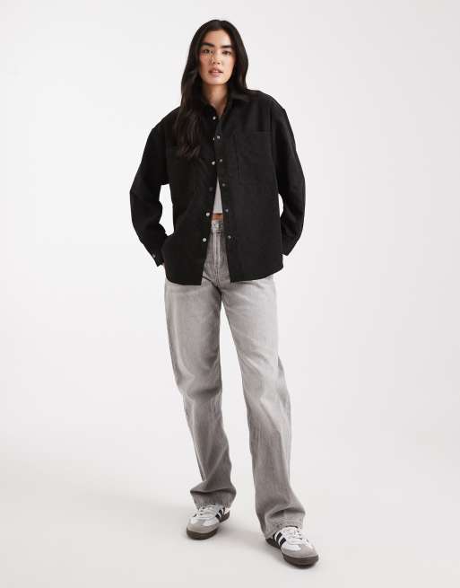ASOS DESIGN - Camicia oversize nero slavato in velluto a coste, 2 di 4