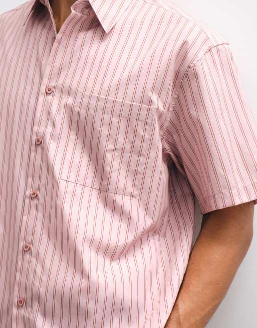 ASOS DESIGN - Camicia oversize rosa a righe, 2 di 5