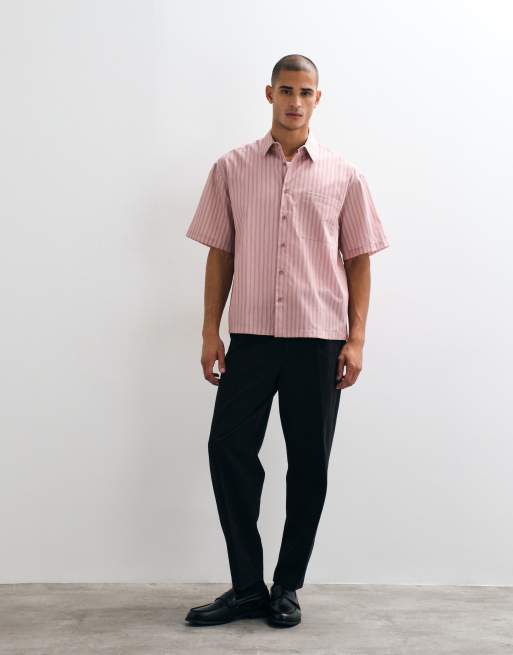ASOS DESIGN - Camicia oversize rosa a righe, 3 di 5