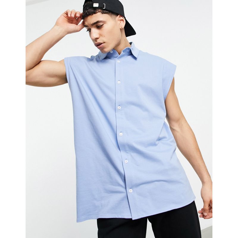 gnYdu Camicie tinta unita DESIGN - Camicia oversize senza maniche in jersey a coste, colore blu