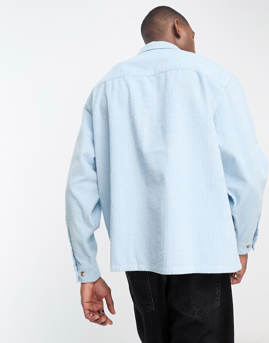 Camicia oversize squadrata a coste larghe azzurra-Blu - ASOS DESIGN Camicia donna  - immagine3