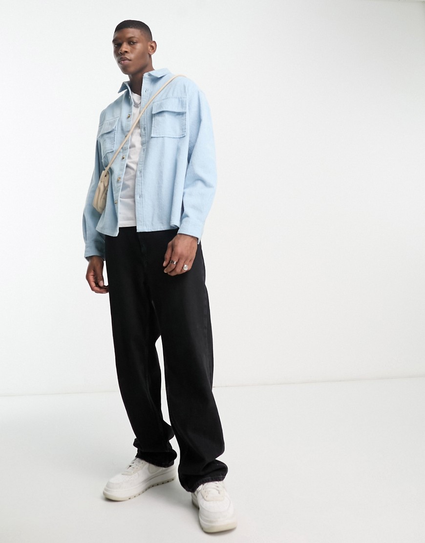 Camicia oversize squadrata a coste larghe azzurra-Blu - ASOS DESIGN Camicia donna  - immagine2