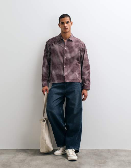 ASOS DESIGN camicia oversize squadrata a quadri color berry, 1 di 5