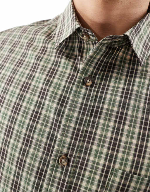 ASOS DESIGN - Camicia oversize squadrata a quadri verde, 4 di 4