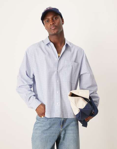 ASOS DESIGN - Camicia oversize squadrata blu a quadri - view 1