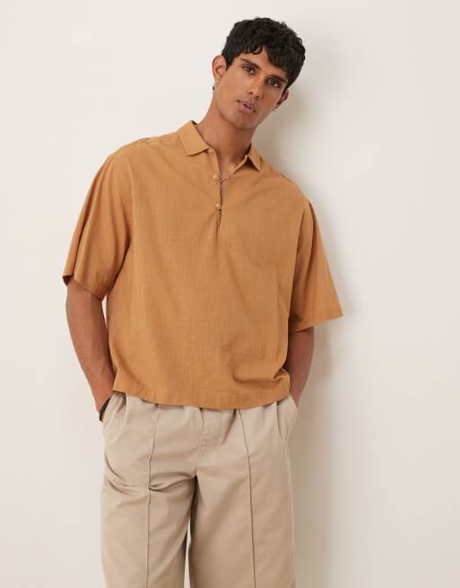 ASOS DESIGN - Camicia oversize squadrata color cuoio