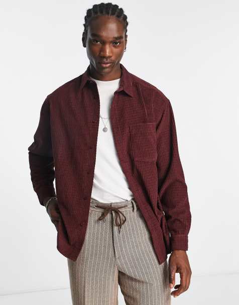 ASOS DESIGN - Camicia oversize squadrata color mora in velluto a coste testurizzato - view 1