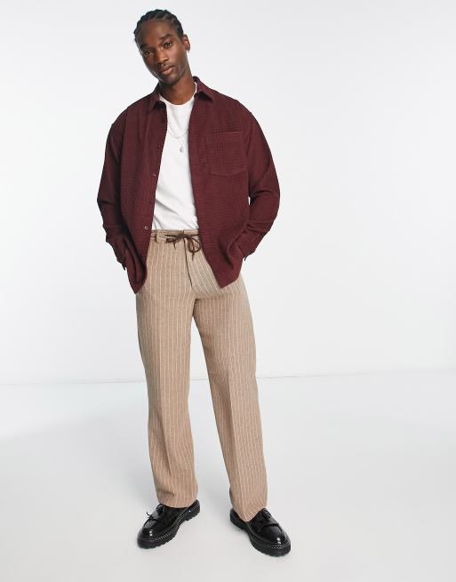 ASOS DESIGN - Camicia oversize squadrata color mora in velluto a coste testurizzato, 3 di 4