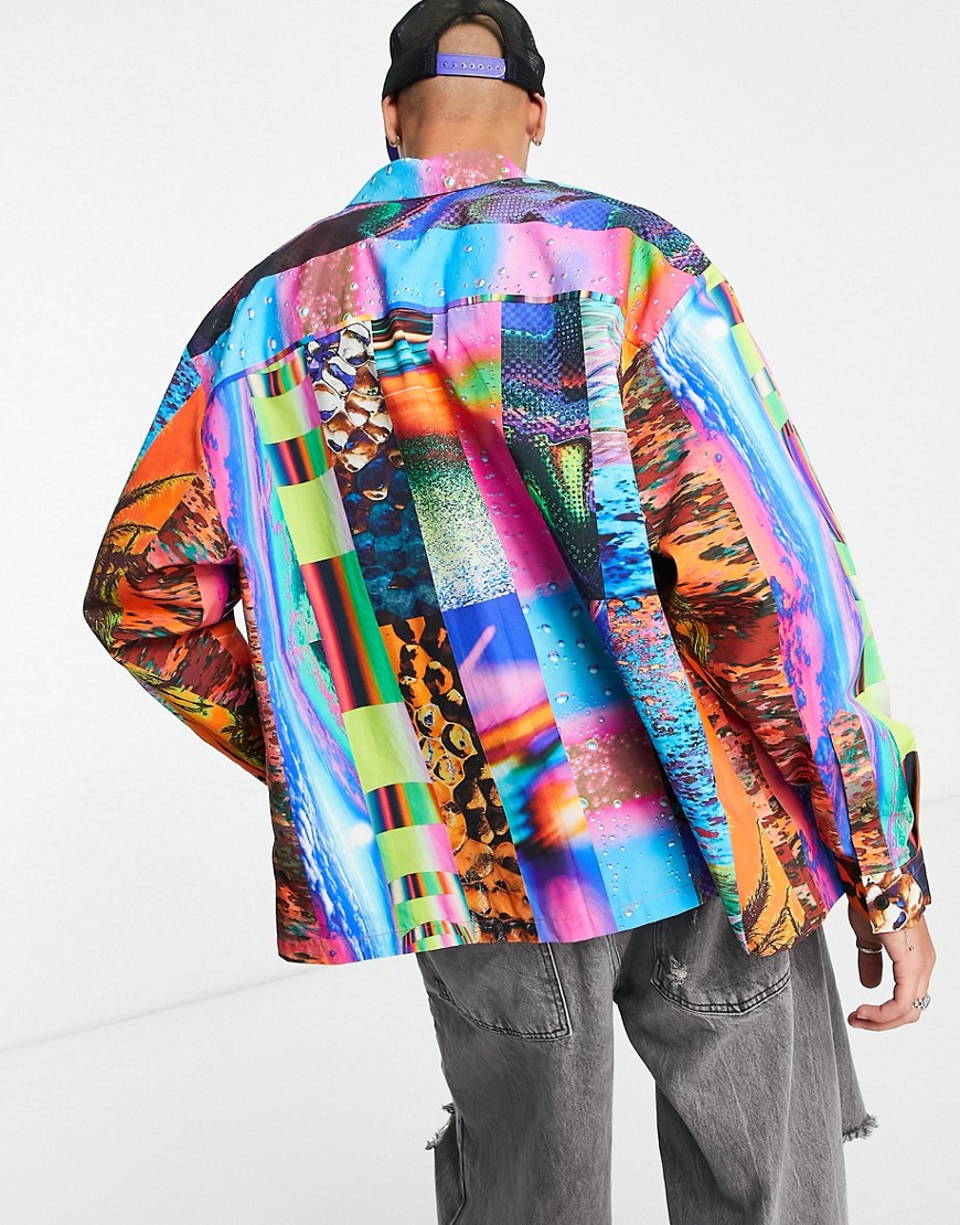 Camicia oversize squadrata con stampa vivace-Multicolore - ASOS DESIGN Camicia donna  - immagine2