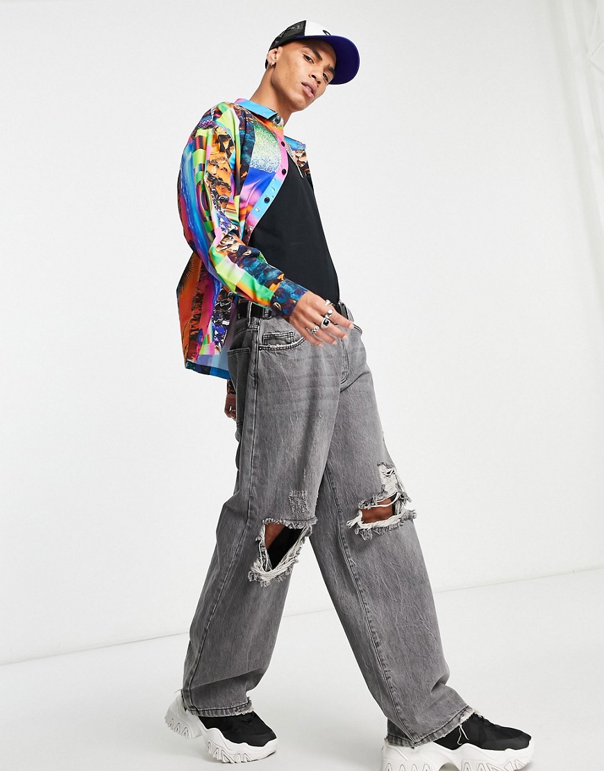Camicia oversize squadrata con stampa vivace-Multicolore - ASOS DESIGN Camicia donna  - immagine3