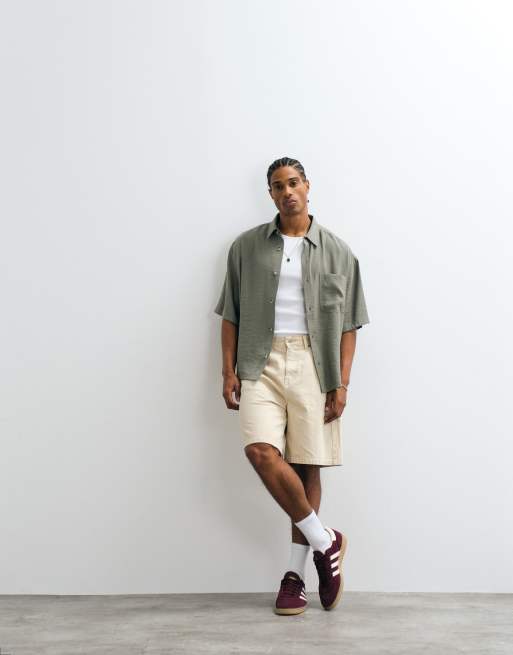ASOS DESIGN - Camicia oversize squadrata drappeggiata kaki, 2 di 5