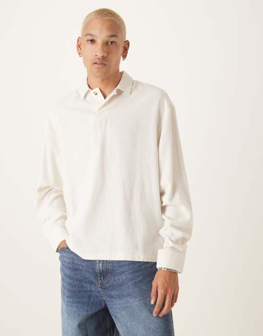 ASOS DESIGN - Camicia oversize squadrata in lino bianca