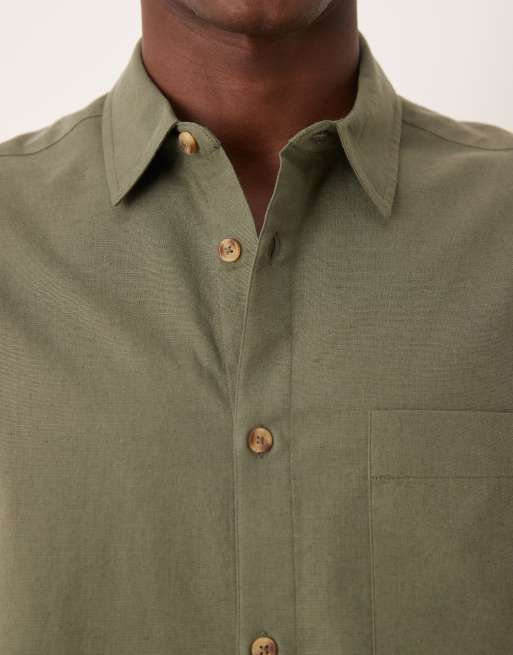 ASOS DESIGN - Camicia oversize squadrata in misto lino kaki, 5 di 5