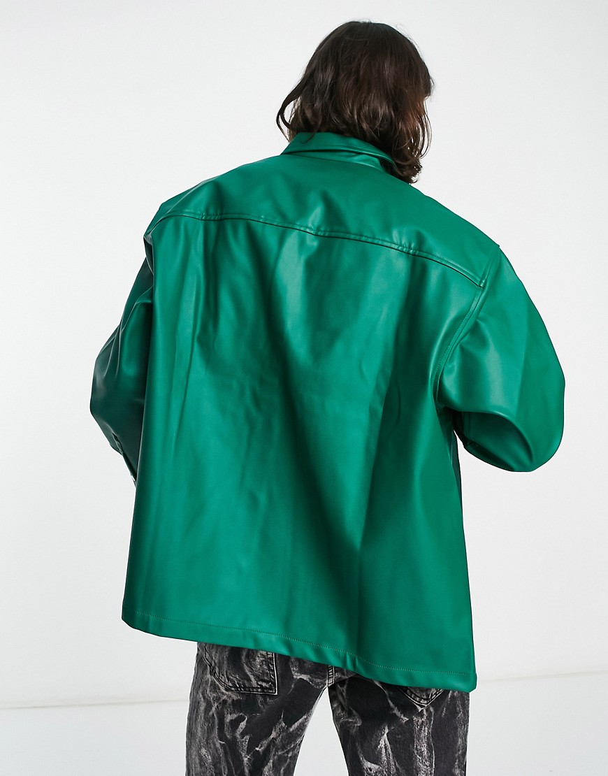 Camicia oversize squadrata in pelle sintetica verde - ASOS DESIGN Camicia donna  - immagine1