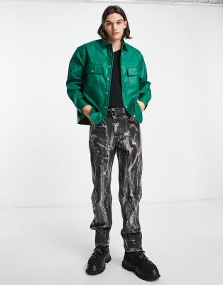 Camicia oversize squadrata in pelle sintetica verde - ASOS DESIGN Camicia donna  - immagine2