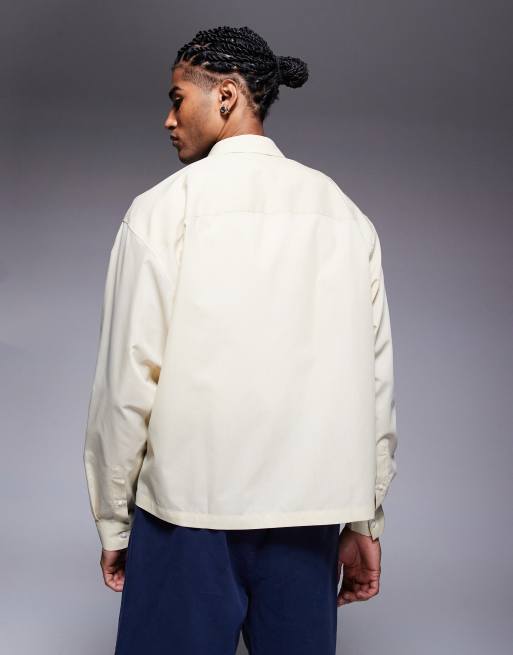 ASOS DESIGN - Camicia oversize squadrata in popeline beige, 4 di 4