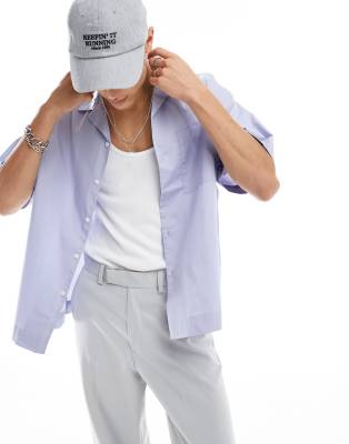 ASOS DESIGN - Camicia oversize squadrata lilla con rever