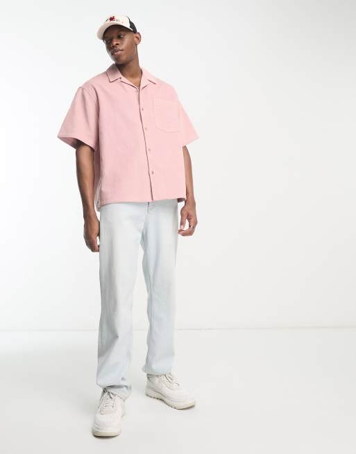 ASOS DESIGN - Camicia oversize squadrata rosa a coste, 3 di 4