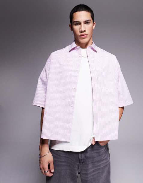ASOS DESIGN - Camicia oversize squadrata rosa e bianca a righe - view 1