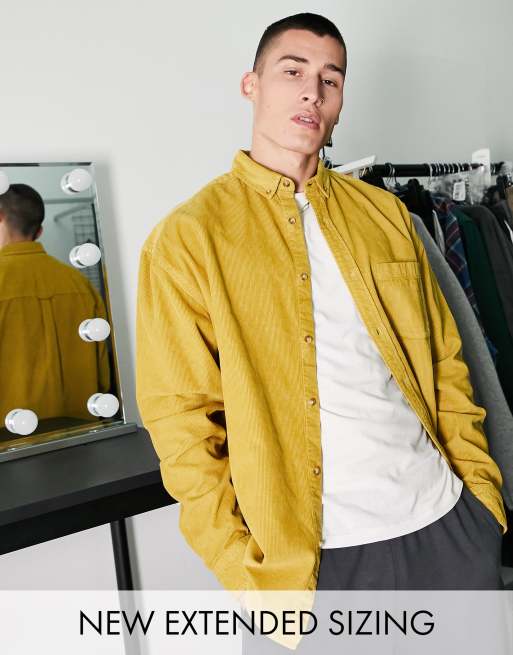 ASOS DESIGN - Camicia oversize stile anni '90 a coste, color senape