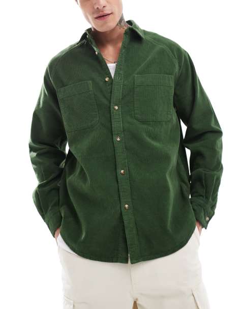 ASOS DESIGN - Camicia oversize stile anni '90 in tessuto a coste verde - view 1