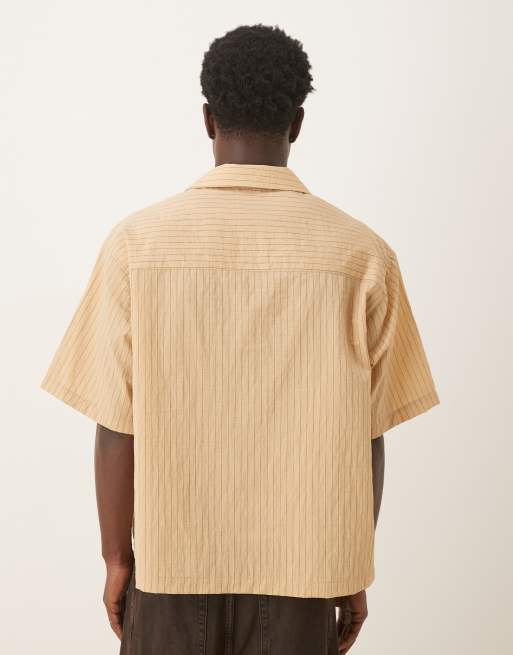 ASOS DESIGN - Camicia oversize testurizzata color cuoio con rever, 3 di 5