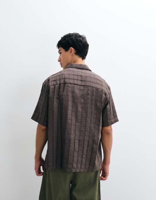 ASOS DESIGN - Camicia oversize testurizzata marrone, 5 di 5