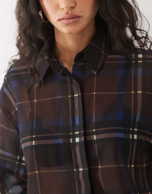 ASOS DESIGN camicia oversize trasparente a quadri, 3 di 4