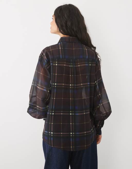 ASOS DESIGN camicia oversize trasparente a quadri, 4 di 4