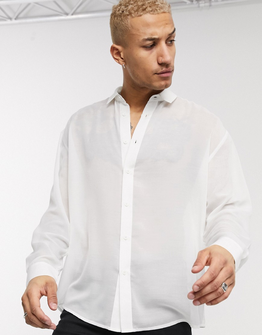 ASOS DESIGN - Camicia oversize trasparente anni '90 bianca-Bianco
