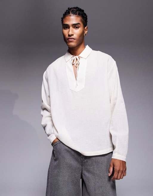 ASOS DESIGN - Camicia oversize trasparente écru