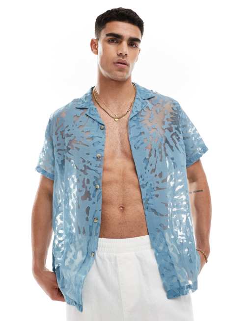 ASOS DESIGN - Camicia oversize verde-azzurro con rever