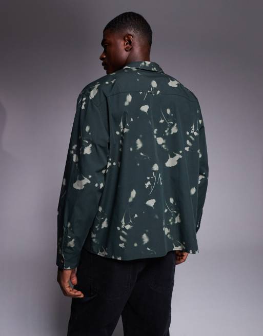 ASOS DESIGN - Camicia oversize verde scuro con rever e stampa digitale a fiori, 3 di 5