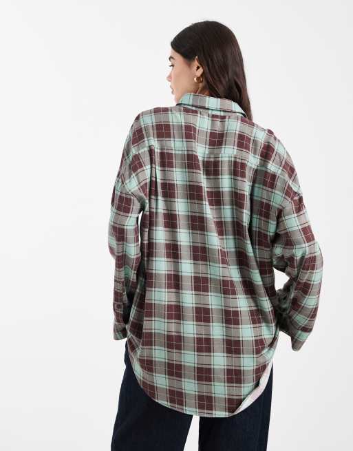 ASOS DESIGN - Camicia oversize verde spazzolato a quadri, 2 di 4