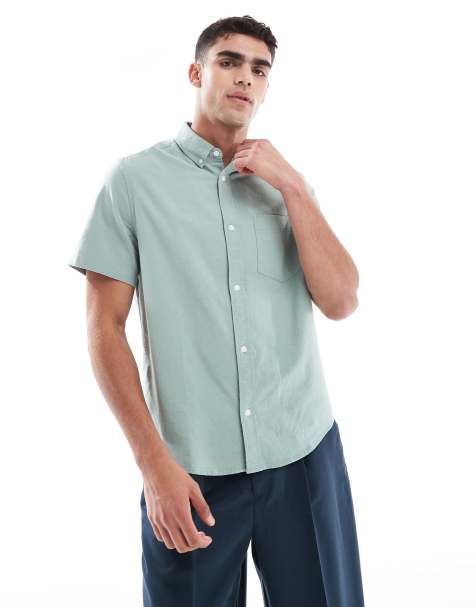 ASOS DESIGN - Camicia Oxford a maniche corte vestibilità classica verde - view 1