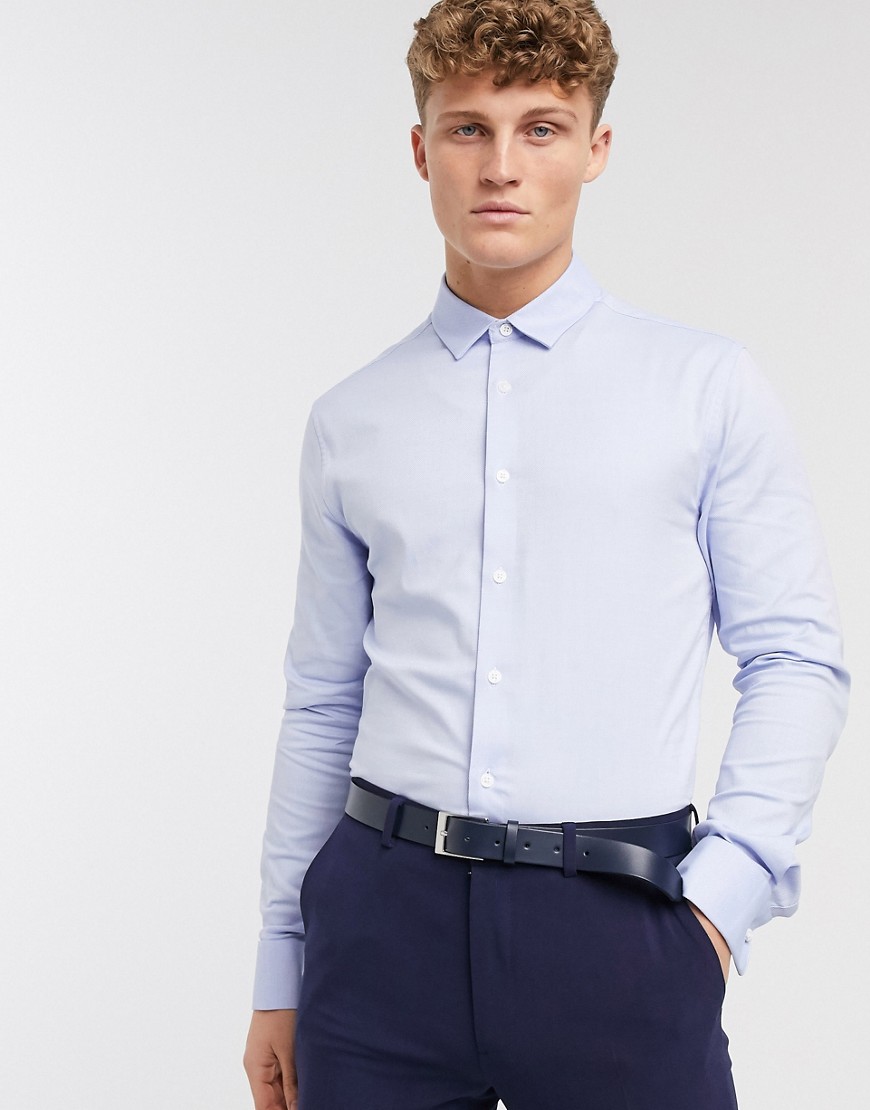 ASOS DESIGN - Camicia Oxford elegante skinny blu