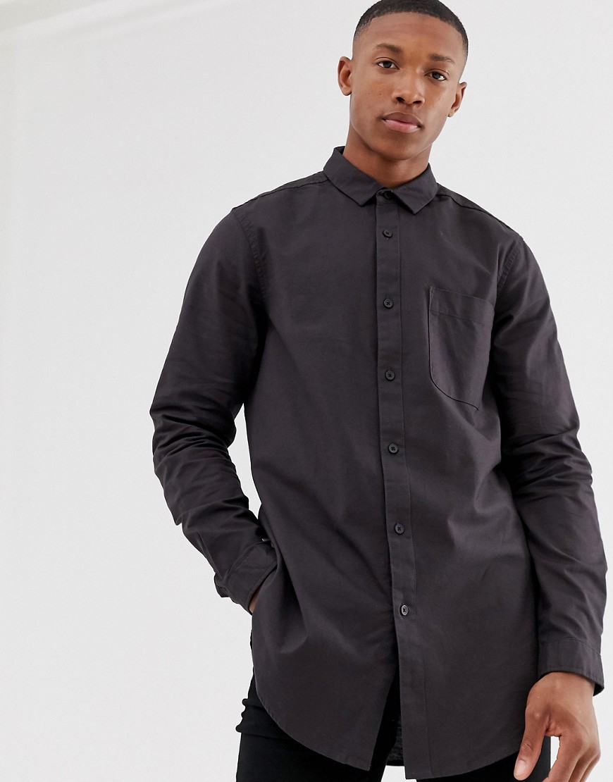 ASOS DESIGN - Camicia Oxford lunga vestibilità classica nera-Nero
