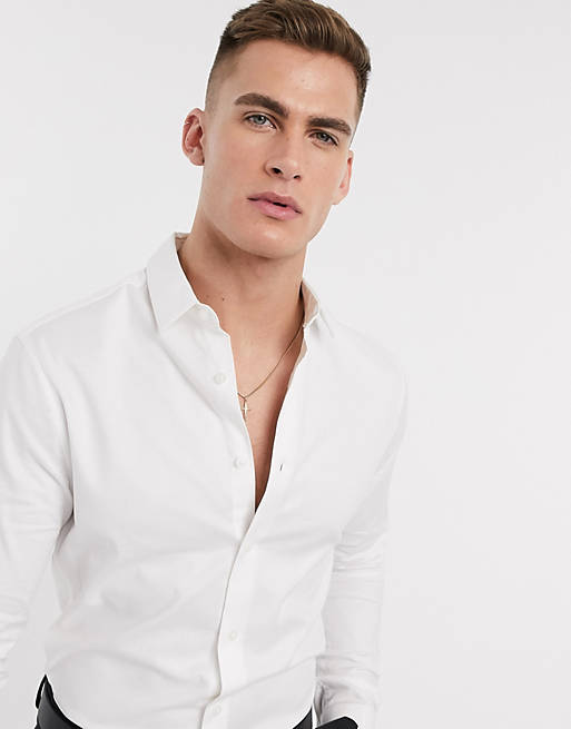ASOS DESIGN - Camicia Oxford skinny elegante bianca