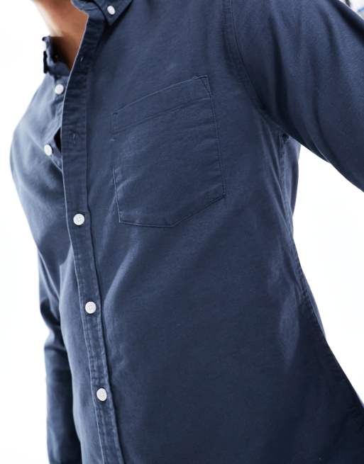 ASOS DESIGN - Camicia Oxford slim blu navy, 2 di 4