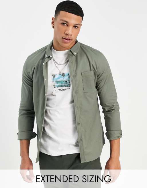 ASOS DESIGN - Camicia Oxford slim color kaki