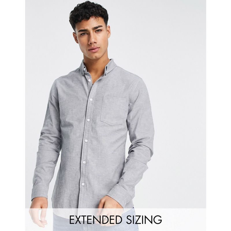 Camicie wkOsI DESIGN - Camicia Oxford slim in filato tinto color antracite