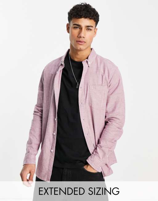 ASOS DESIGN - Camicia Oxford slim in tessuto tinto in filo, colore bordeaux