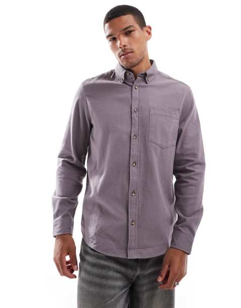ASOS DESIGN - Camicia Oxford spazzolata vestibilità classica grigia - view 1