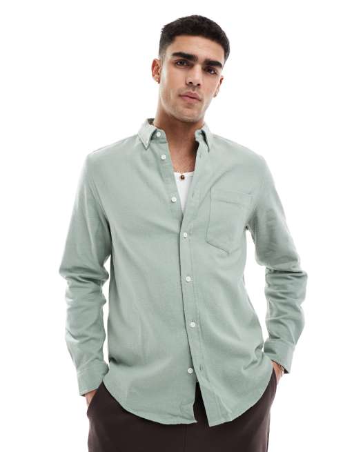 ASOS DESIGN - Camicia Oxford spazzolata vestibilità classica verde