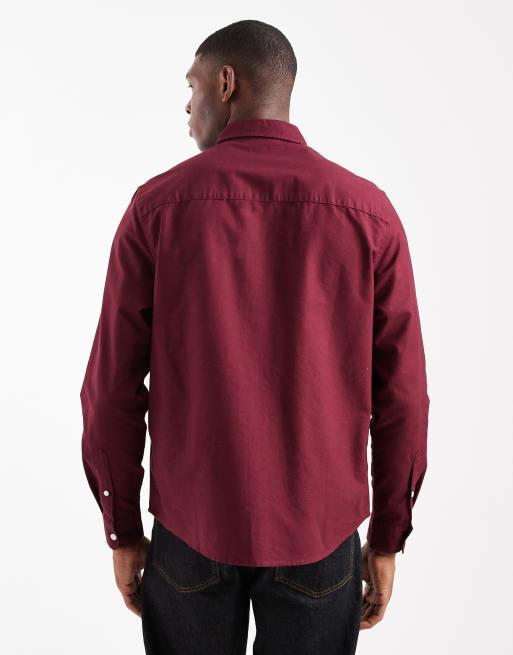ASOS DESIGN - Camicia Oxford vestibilità classica bordeaux, 3 di 5