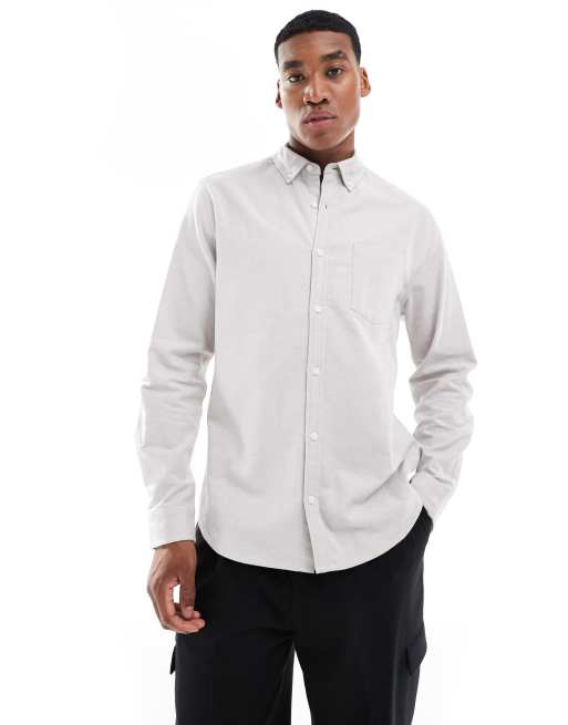 ASOS DESIGN - Camicia Oxford vestibilità classica elasticizzata grigio chiaro