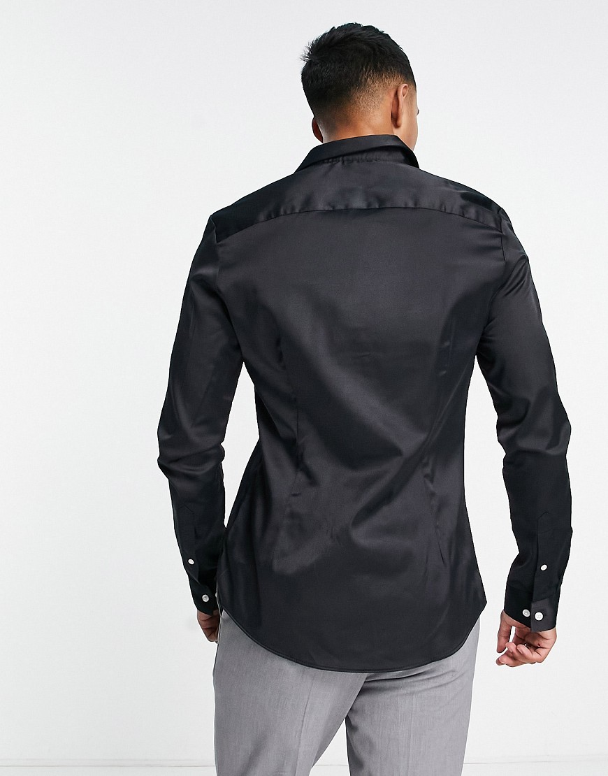 Camicia premium elegante slim in rasatello nera-Nero - ASOS DESIGN Camicia donna  - immagine2